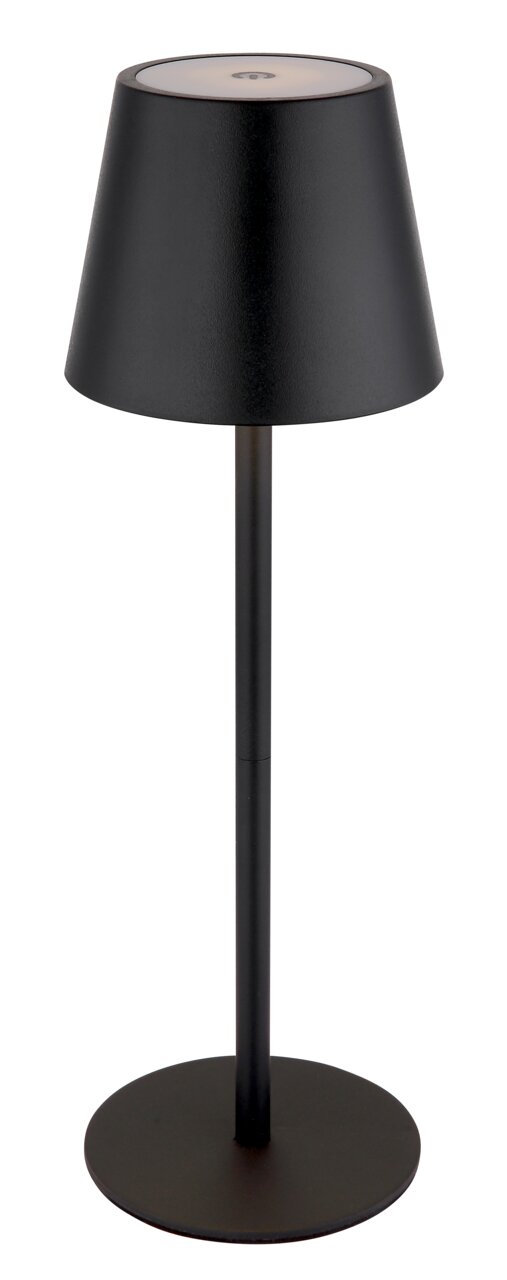 Schwarze Akku-Tischleuchte VANNIE 3 in 1 von Globo Lighting, seitliche Ansicht