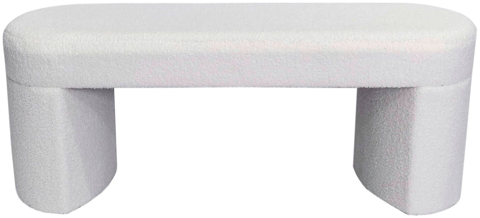 XORA Bank SILVIA Weiße, moderne Bank mit abgerundeten Kanten, frontal fotografiert.