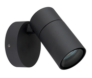 Moderne schwarze Außenwandleuchte in seitlicher Perspektive