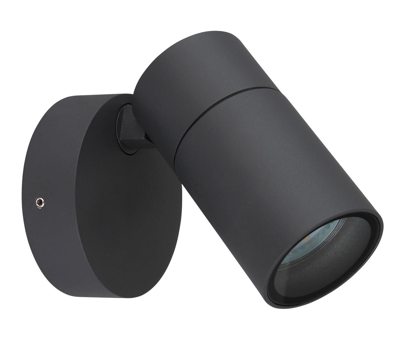 Moderne schwarze Außenwandleuchte in seitlicher Perspektive