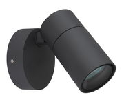 Moderne schwarze Außenwandleuchte in seitlicher Perspektive