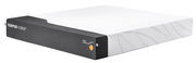Viscomatratze 120x200 hybrid in seitlicher Perspektive mit grauem Rand und weißer Oberfläche.