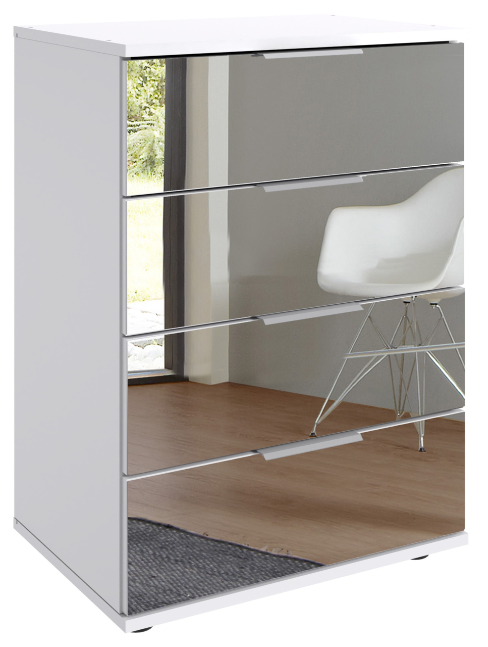 Z2 Nachtkommode SAIGON Moderne Nachtkommode mit spiegelnder Front, seitliche Perspektive