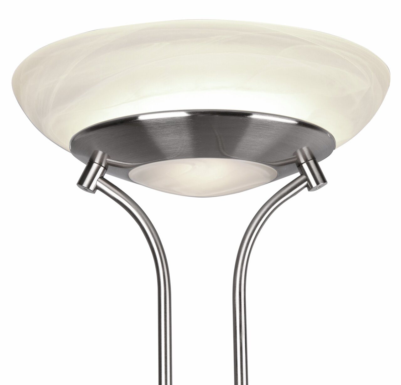 LED-schijnwerper ORSON, 27 W + 4,5 W, onderaanzicht met een modern ontwerp en geborsteld metaal.
