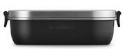 Schwarze Lunchbox mit mattem Finish und Edelstahlverschluss, Vorderansicht