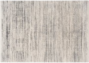 Moderner Designer Teppich mit vertikalen Streifen in Grau- und Beigetönen, Draufsicht