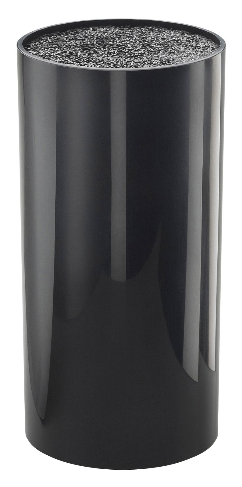 Zylindrische Messerbank Black Pearl in Schwarz, Ansicht von schräg oben