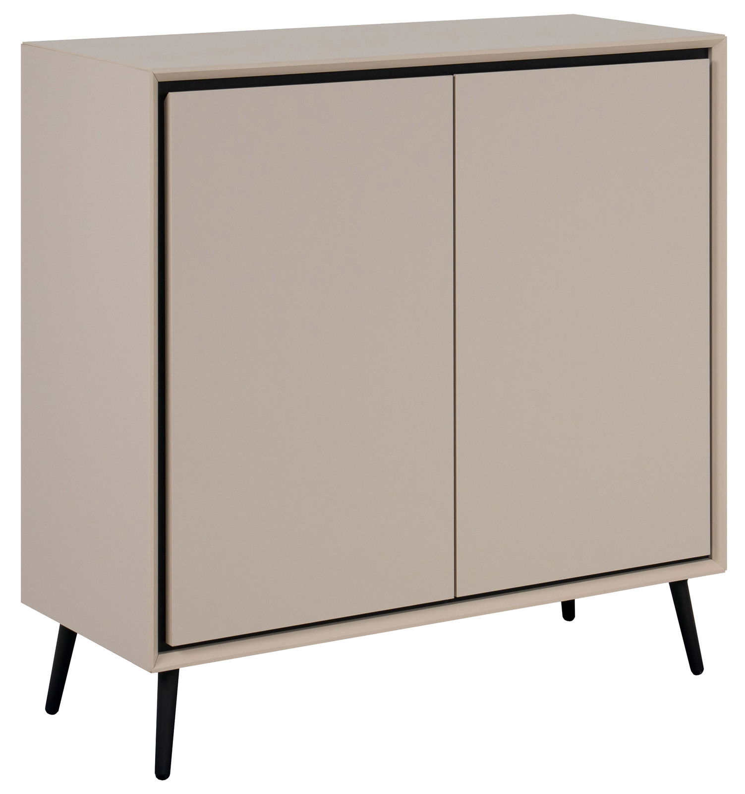 Z2 Dressoir ARONA Modernes Sideboard in Beige mit zwei Türen und schwarzen Beinen, seitliche Perspektive
