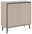 Modernes Sideboard in Beige mit zwei Türen und schwarzen Beinen, seitliche Perspektive