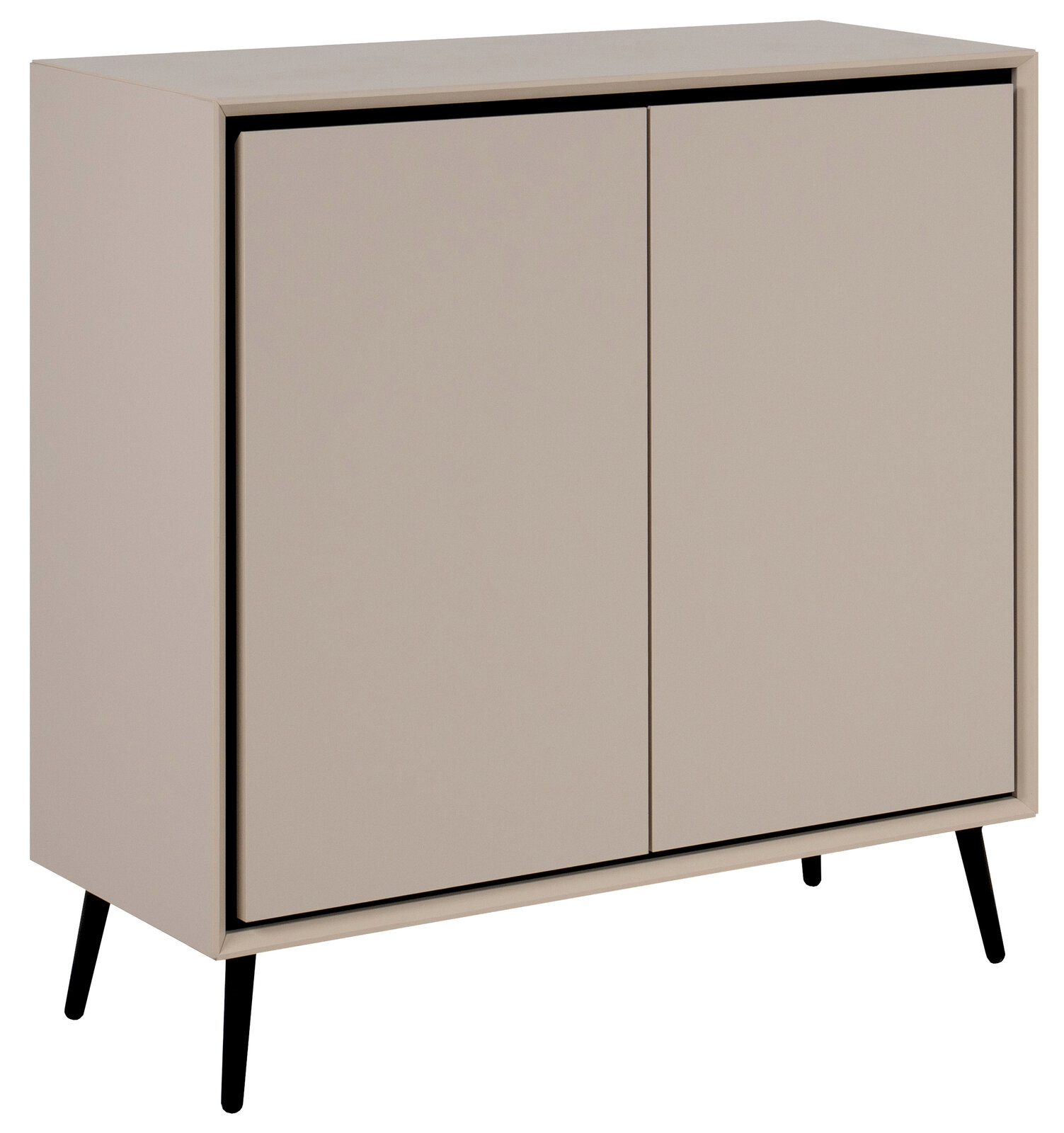 Z2 Sideboard ARONA Modernes Sideboard in Beige mit zwei Türen und schwarzen Beinen, seitliche Perspektive