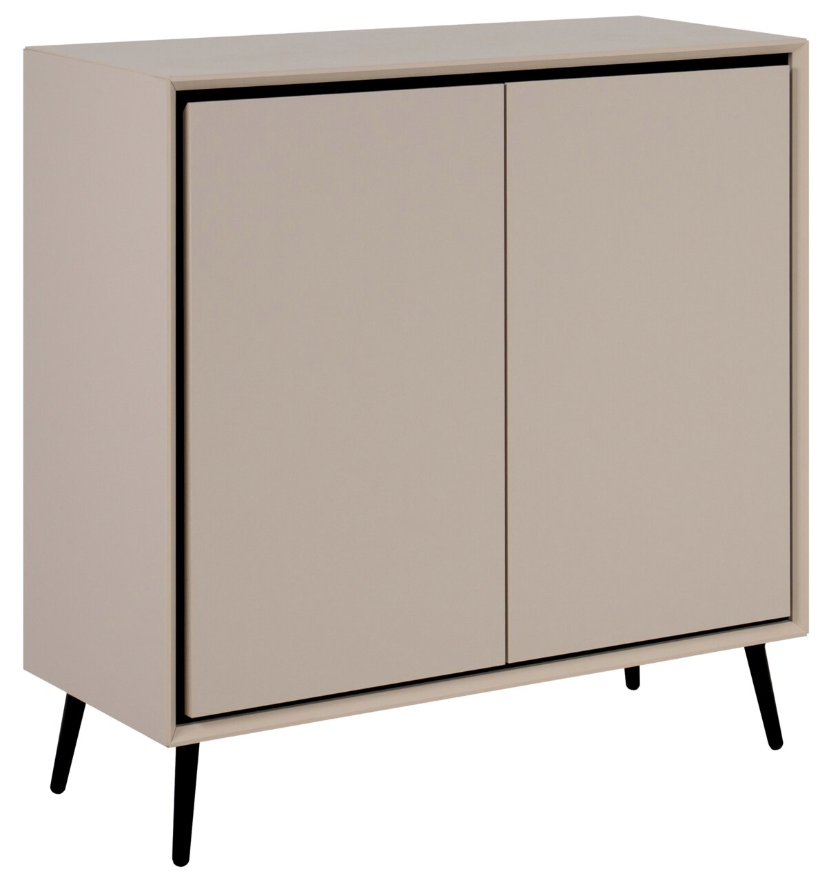 Z2 Sideboard ARONA Modernes Sideboard in Beige mit zwei Türen und schwarzen Beinen, seitliche Perspektive
