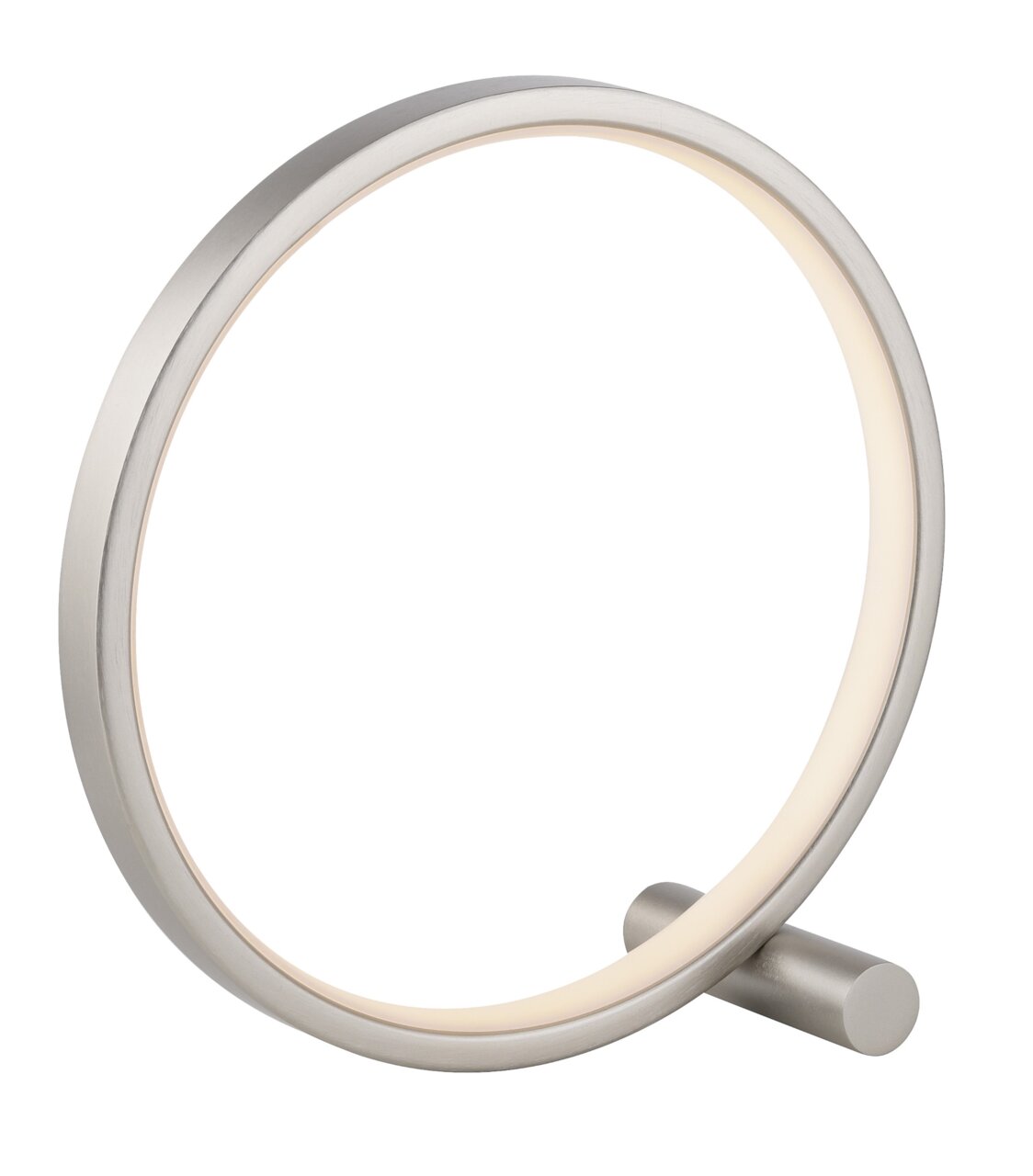 Moderne Tischleuchte MINI RITUS in Ringform aus Metall, seitliche Perspektive