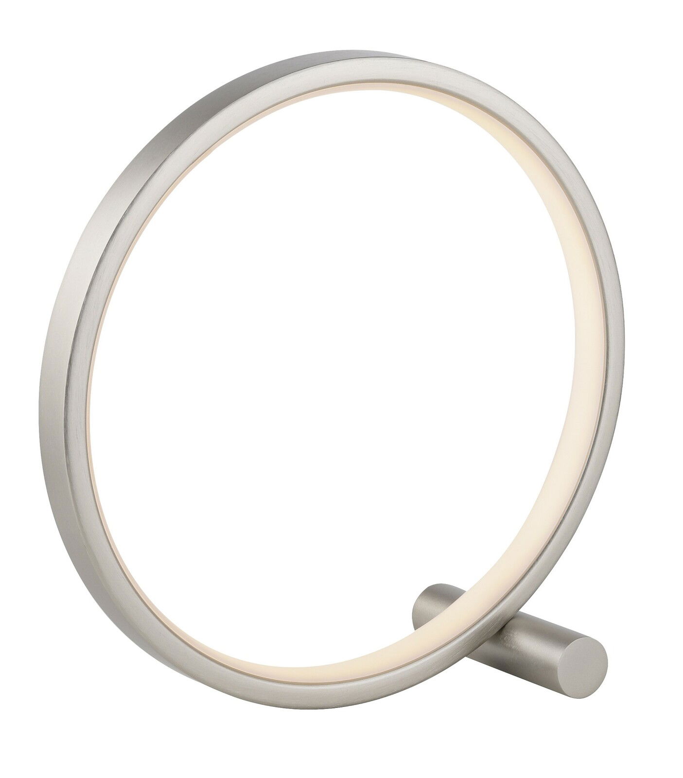 Moderne Tischleuchte MINI RITUS in Ringform aus Metall, seitliche Perspektive