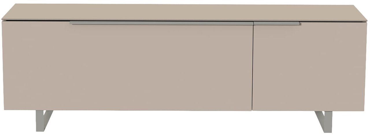 Modernes TV-Lowboard in Beige mit zwei Türen, frontale Ansicht