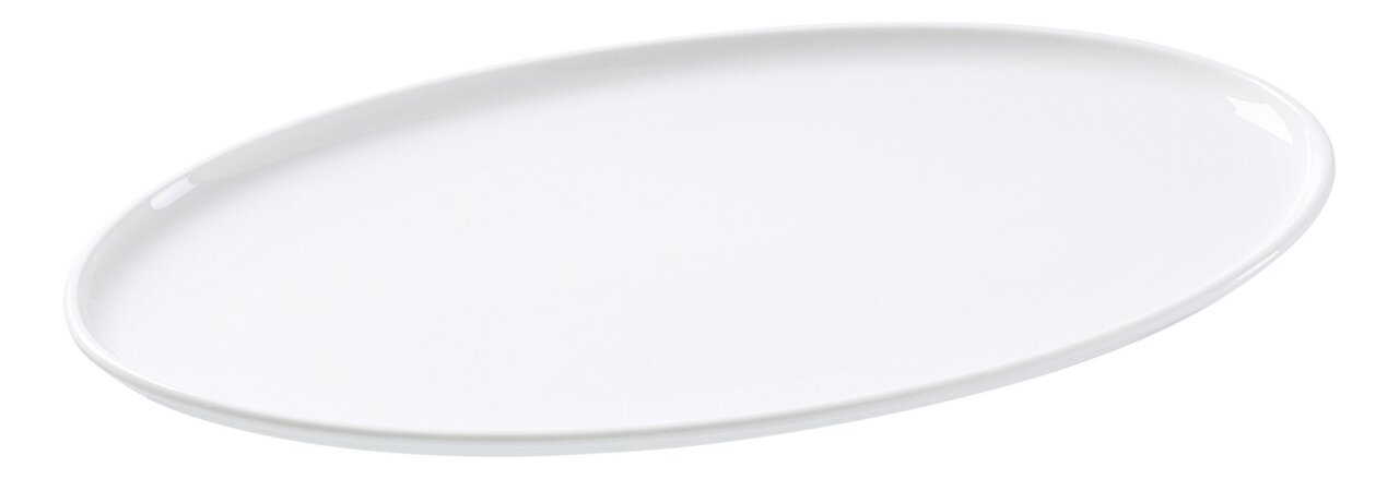 Weiße ovale Platte Skagen 30x17,5cm, seitliche Perspektive