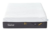 Matratze von vorne, TEMPUR Pro, mittelfest, mit weißem Bezug und grauem Rand