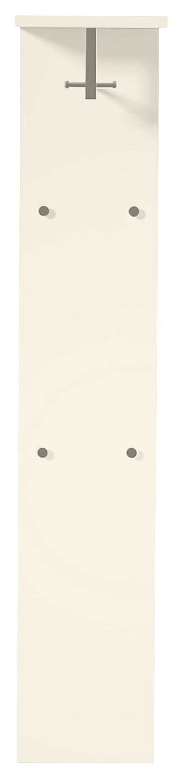 Garderobepaneel in Weiß mit Haken und Ablage, Frontalansicht