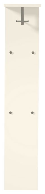 Garderobepaneel in Weiß mit Haken und Ablage, Frontalansicht