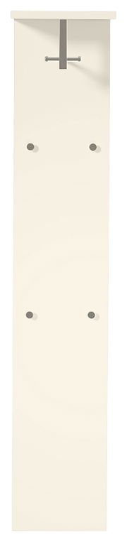 Garderobepaneel in Weiß mit Haken und Ablage, Frontalansicht