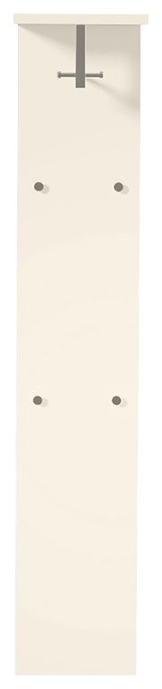 Garderobepaneel in Weiß mit Haken und Ablage, Frontalansicht