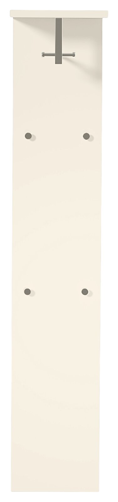 Garderobepaneel in Weiß mit Haken und Ablage, Frontalansicht