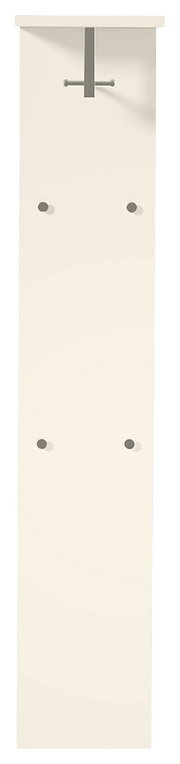 Garderobepaneel in Weiß mit Haken und Ablage, Frontalansicht