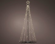 LED Baum aus Eisen mit Twinkle Effekt, frontal betrachtet, mit leuchtenden Lichtern in Form eines Weihnachtsbaums und einem Stern an der Spitze.