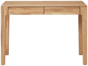 Holzschreibtisch mit zwei Schubladen, Frontalansicht