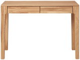 Holzschreibtisch mit zwei Schubladen, Frontalansicht