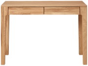 Holzschreibtisch mit zwei Schubladen, Frontalansicht