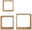 Dreiteiliges Wandregal-Set aus Holz in quadratischer Form, frontal abgebildet.