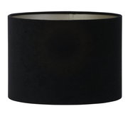 Schwarzer zylindrischer Lampenschirm aus Samt, seitliche Perspektive