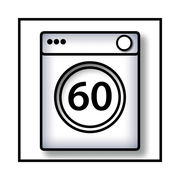 Symbol einer Waschmaschine mit der Zahl 60, Vorderansicht