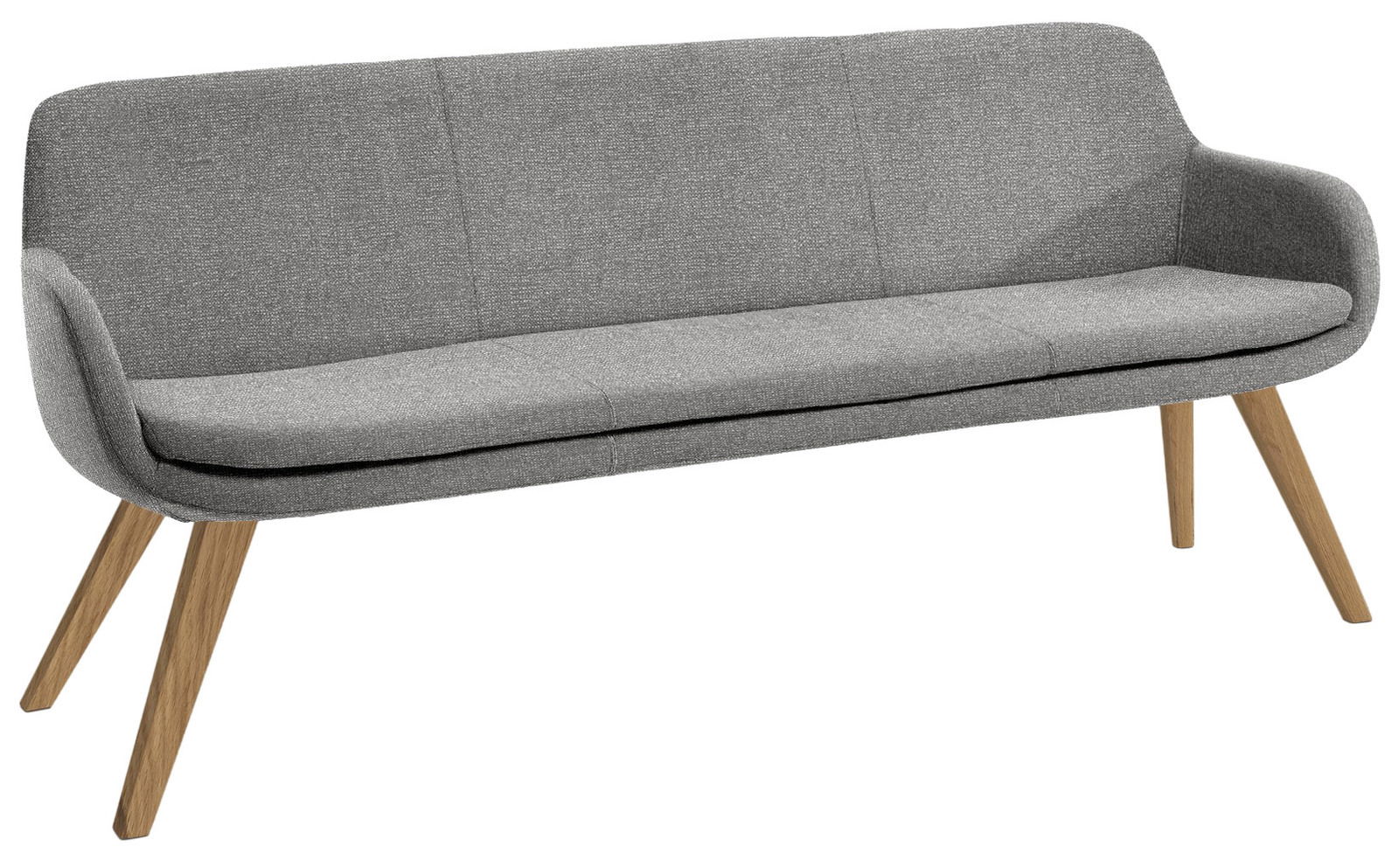 Musterring Polsterbank MR TAVIA Graue Polsterbank mit Holzbeinen, seitliche Perspektive
