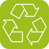 Recycling-Symbol auf grünem Hintergrund, Draufsicht