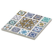 Untersetzer MARRAKESCH Raute mit buntem Mosaikmuster, seitliche Perspektive