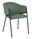 Z2 Armlehnstuhl KRONOS Grüner Armlehnstuhl mit geripptem Stoffbezug und schwarzen Metallbeinen, seitliche Perspektive