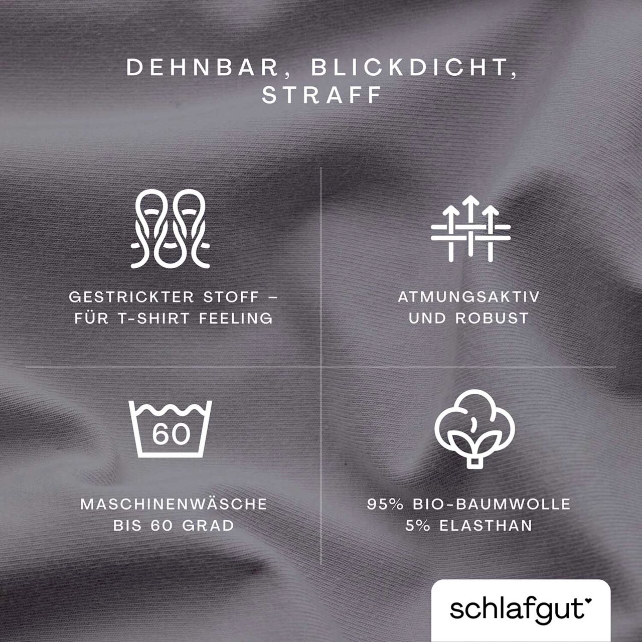 Graues Spannbettlaken aus 95% Bio-Baumwolle und 5% Elasthan, dehnbar, blickdicht und straff, mit gestricktem Stoff für T-Shirt Feeling, atmungsaktiv und robust, maschinenwaschbar bis 60 Grad. Draufsicht.