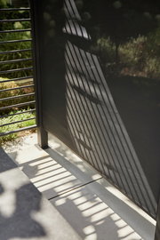 Sichtschutz Ranotex aus seitlicher Perspektive mit Schattenwurf auf dem Boden