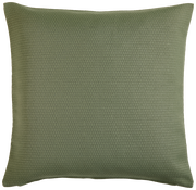 Grüne Outdoor-Kissenhülle in Nahaufnahme, quadratische Form, Textur gut sichtbar