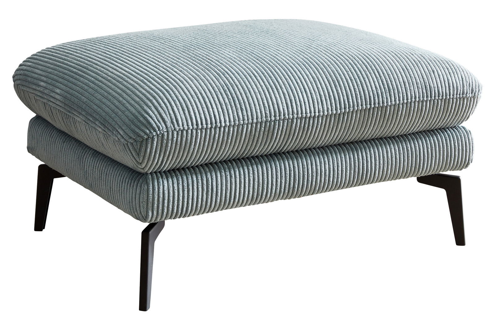 Beldomo System XL-Hocker AUGSBURG XL-Hocker mit geripptem Stoffbezug in hellgrau, seitliche Perspektive