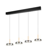 Moderne Pendelleuchte Celeste mit vier hängenden Lampen, seitliche Perspektive