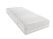 Seitliche Ansicht einer weißen Taschenfederkernmatratze H5 mit wellenförmigem Muster.