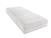 Seitliche Ansicht einer weißen Taschenfederkernmatratze H5 mit wellenförmigem Muster.