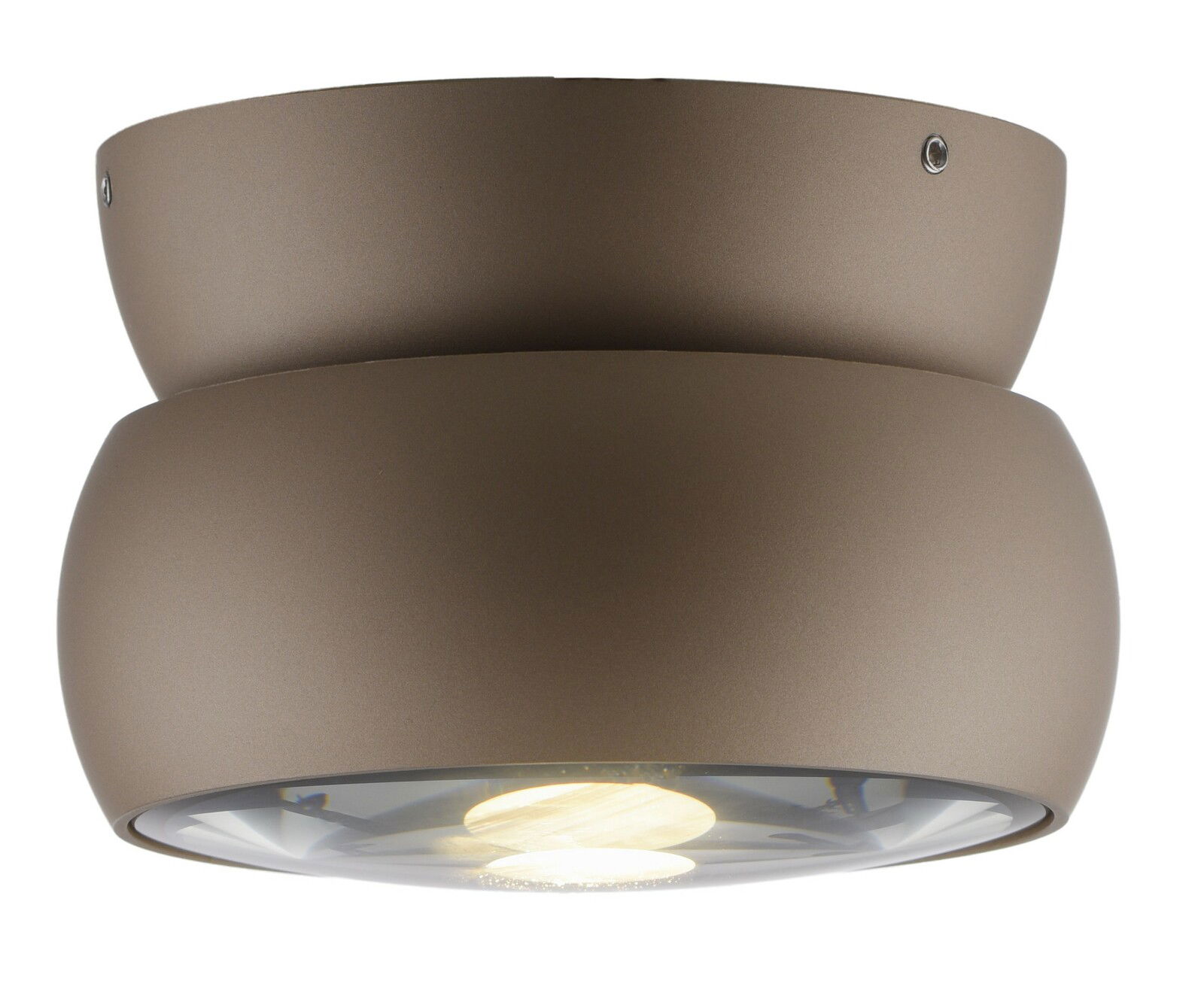 Moderne LED-Deckenleuchte in Braun, seitliche Perspektive