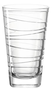Transparentes Trinkglas Vario 280ml von Leonardo mit spiralförmigem Design, seitliche Ansicht