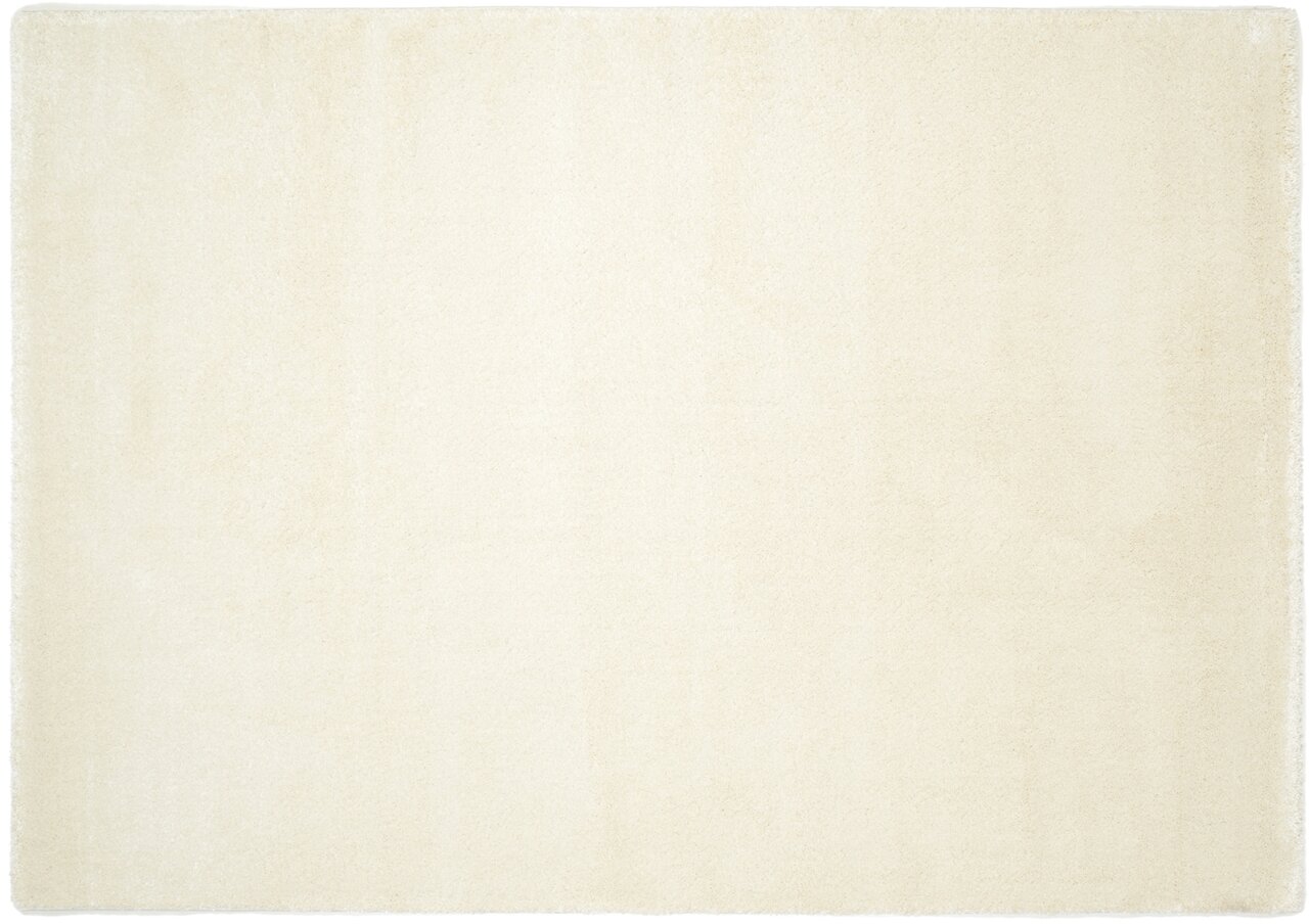 Beige Uni-Teppich in Draufsicht