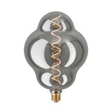 Glühbirne mit dekorativem, spiralförmigem Glühfaden, seitliche Perspektive