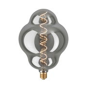 Glühbirne mit dekorativem, spiralförmigem Glühfaden, seitliche Perspektive