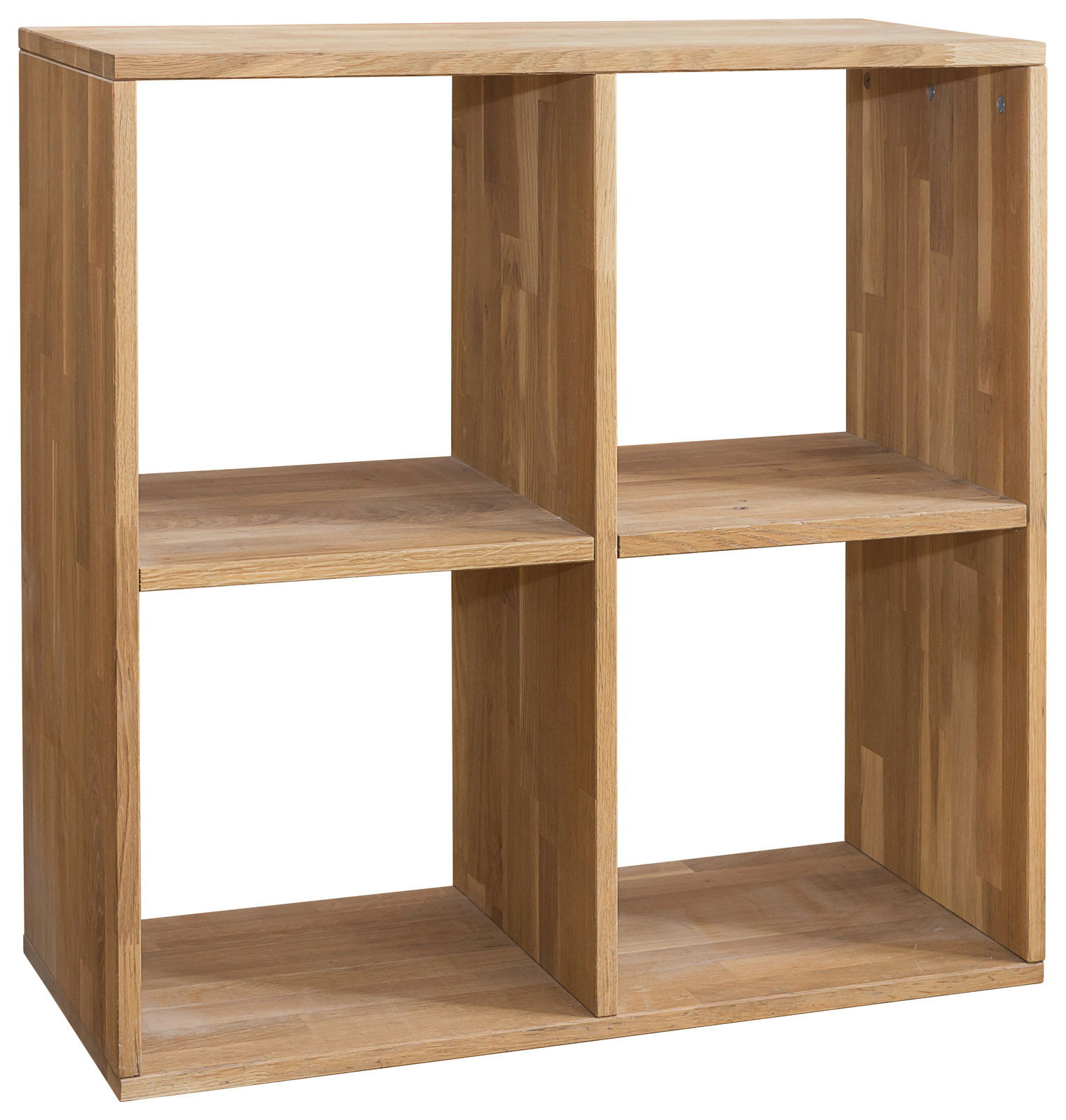 Holzregal 2x2 mit vier offenen Fächern, Perspektive von vorne